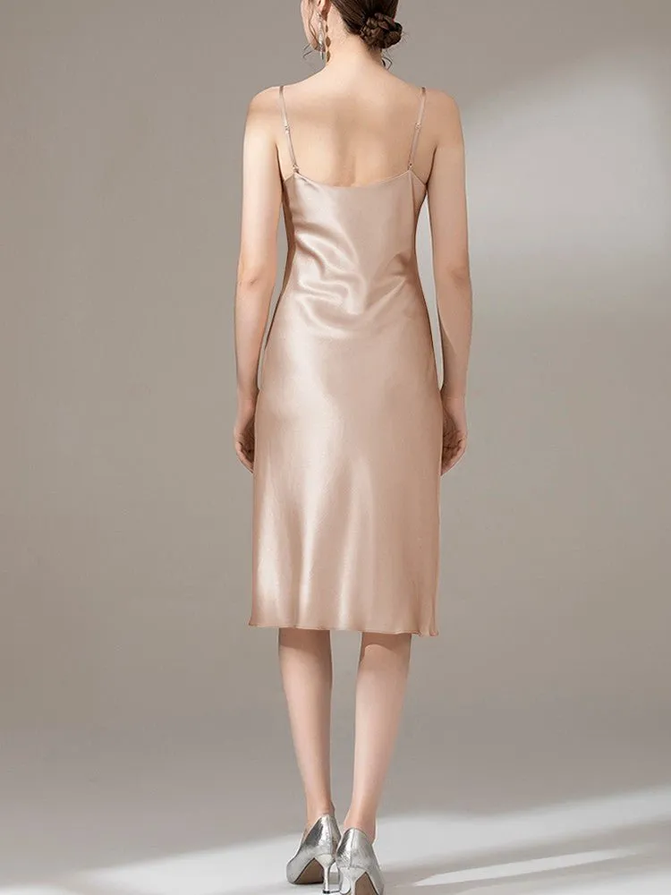 22 Momme Silk Cowl Neck Slip Dress for  Women