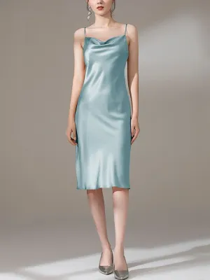 22 Momme Silk Cowl Neck Slip Dress for  Women