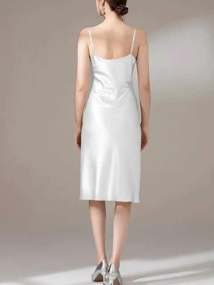 22 Momme Silk Cowl Neck Slip Dress for  Women