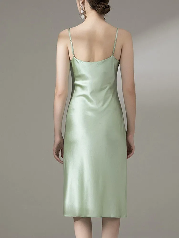 22 Momme Silk Cowl Neck Slip Dress for  Women