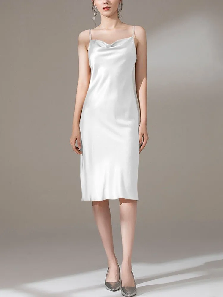 22 Momme Silk Cowl Neck Slip Dress for  Women