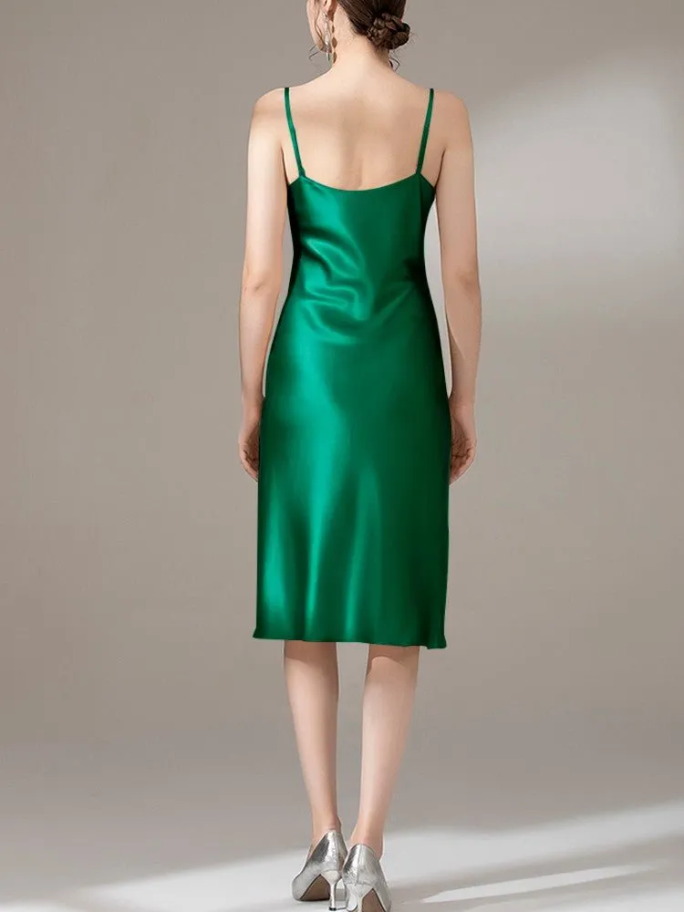 22 Momme Silk Cowl Neck Slip Dress for  Women