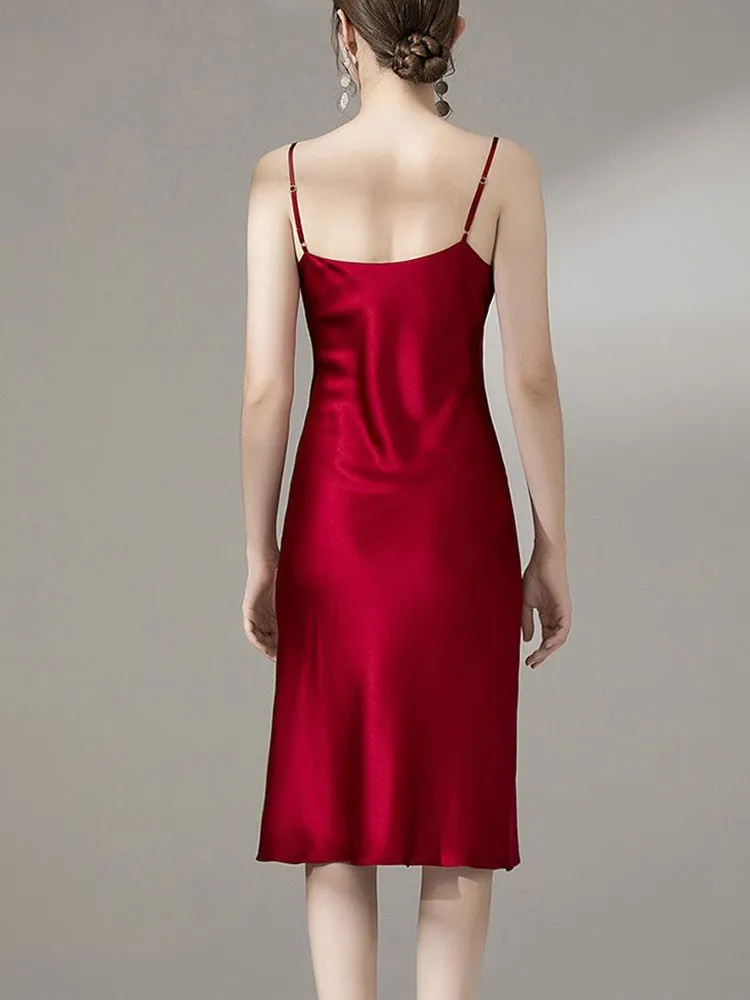 22 Momme Silk Cowl Neck Slip Dress for  Women