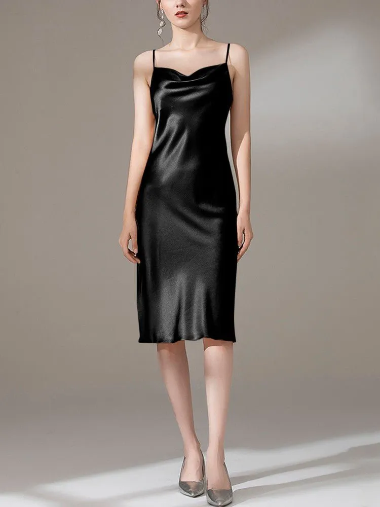 22 Momme Silk Cowl Neck Slip Dress for  Women