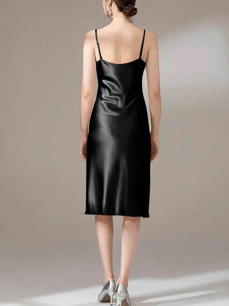 22 Momme Silk Cowl Neck Slip Dress for  Women