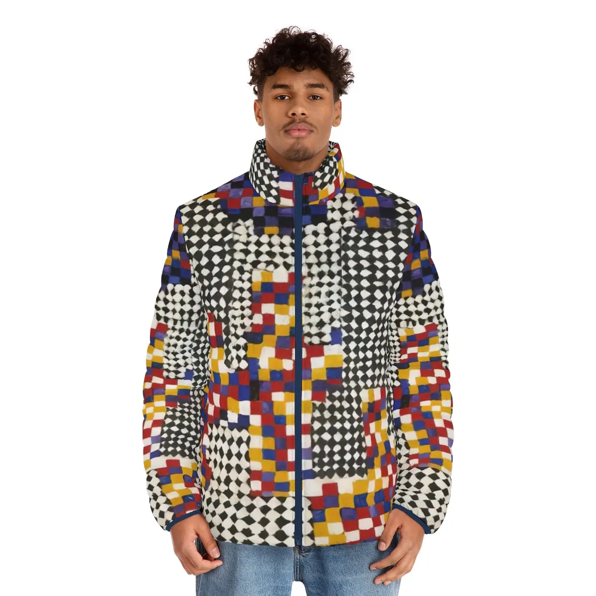 Alfred Jensen Inspired Geometric Abstract Puffer Jacket