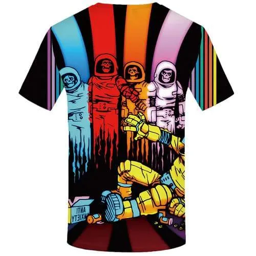 Astronaut T-shirt Men Rainbow Shirt Print Skull T-shirts 3d Colorful Tshirt Printed Graffiti Tshirt Anime Short Sleeve