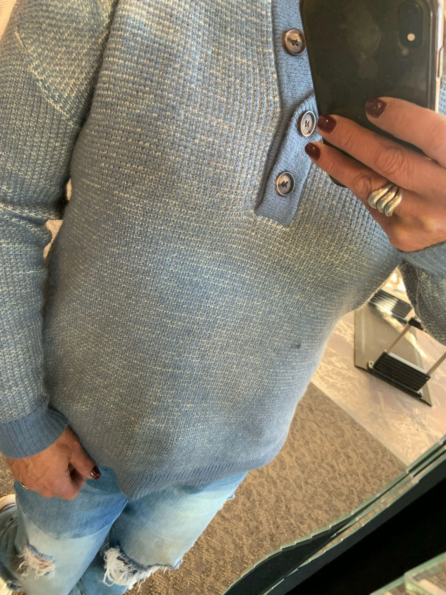 Blue Henley Sweater - S to XL