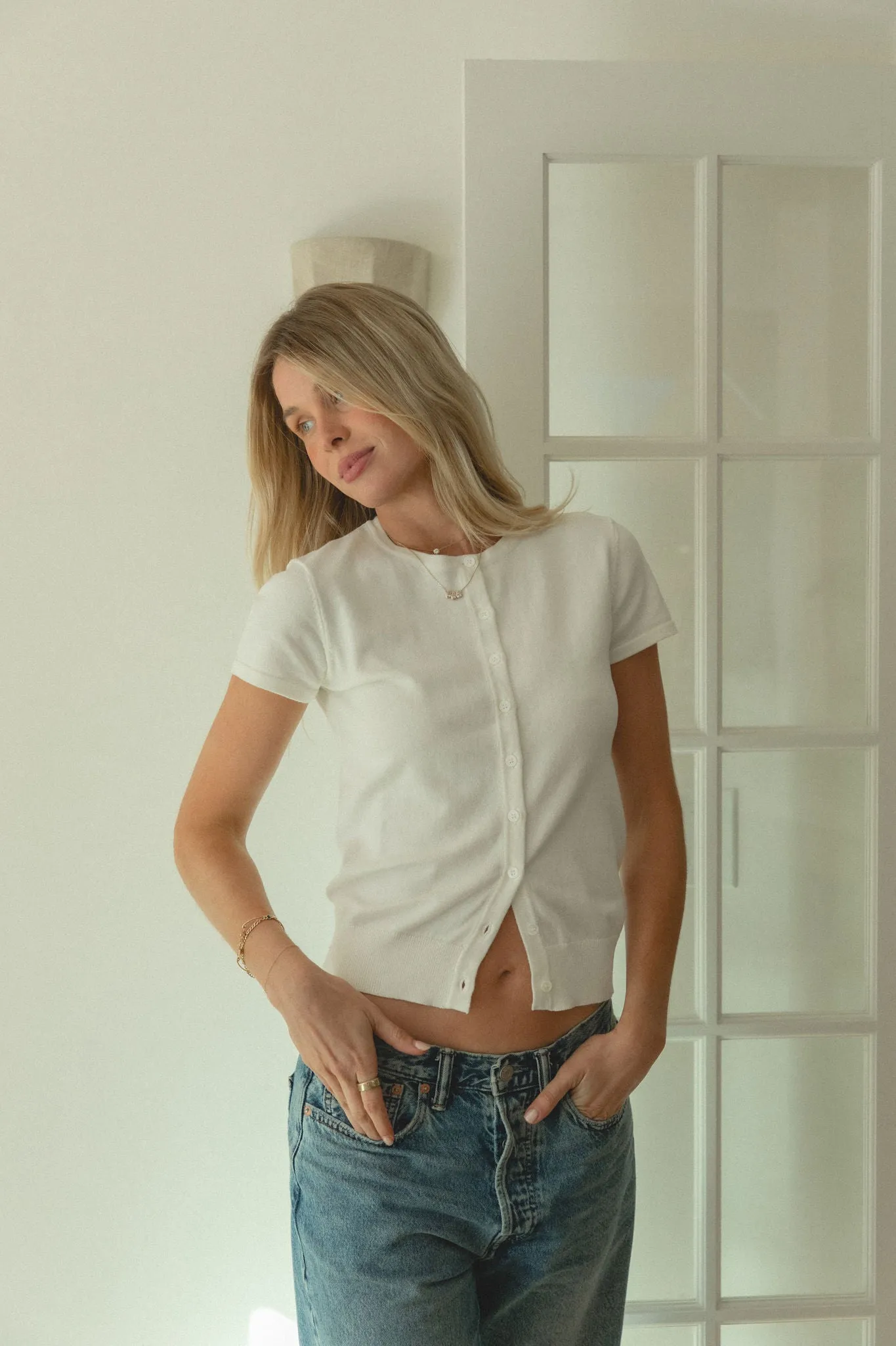 Brightly Knit Button Top