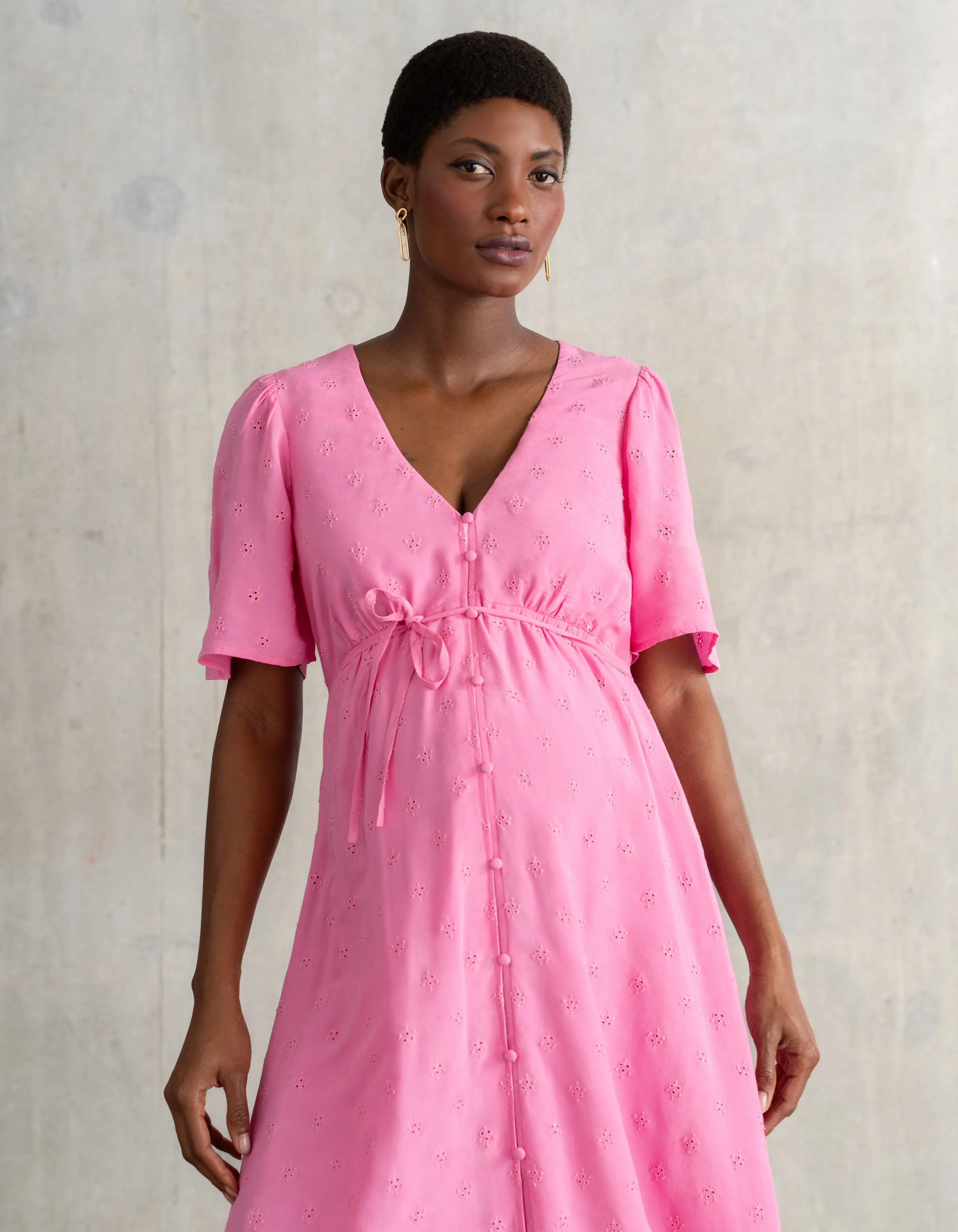 Broderie Maternity   Nursing Tea Dress