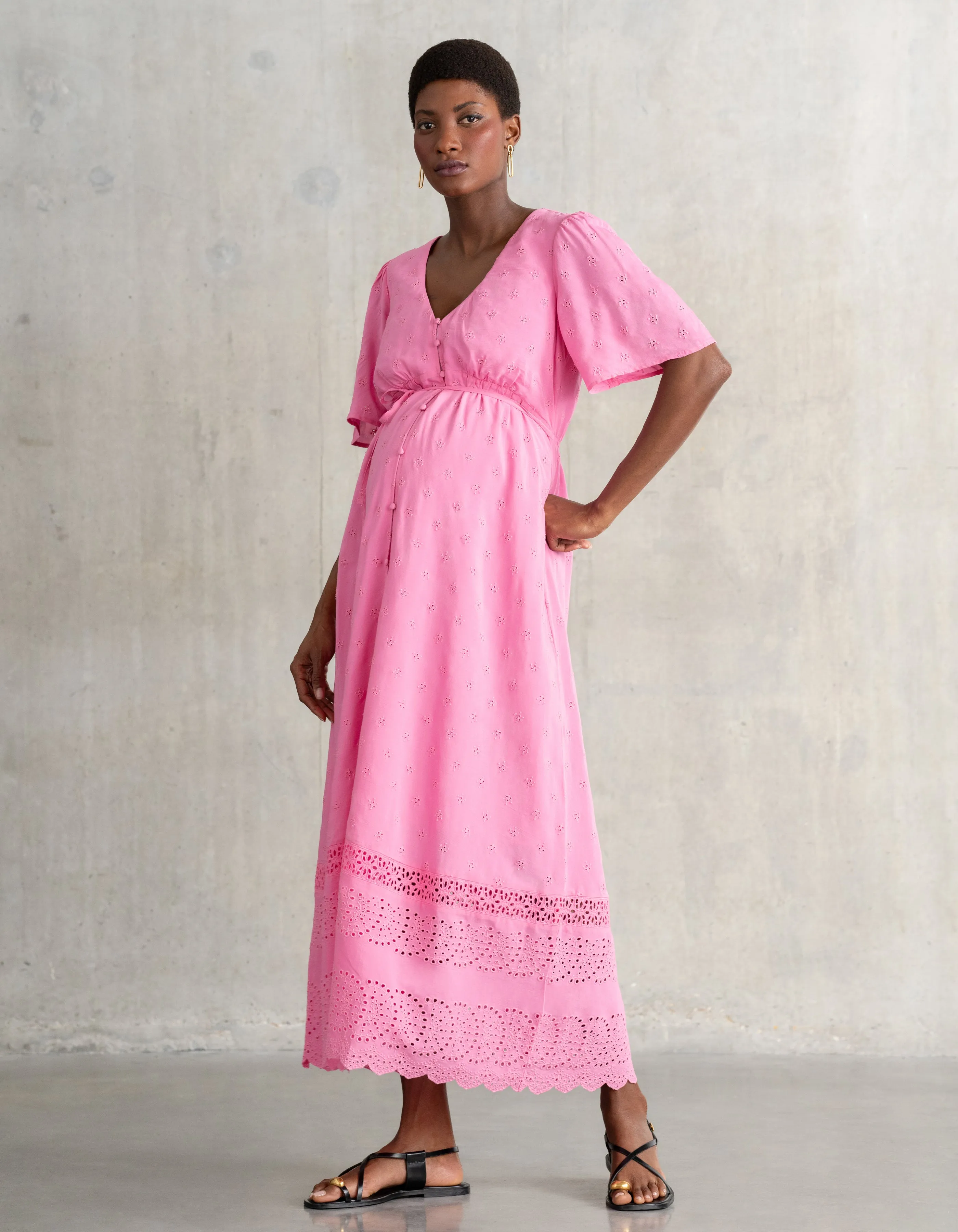 Broderie Maternity   Nursing Tea Dress