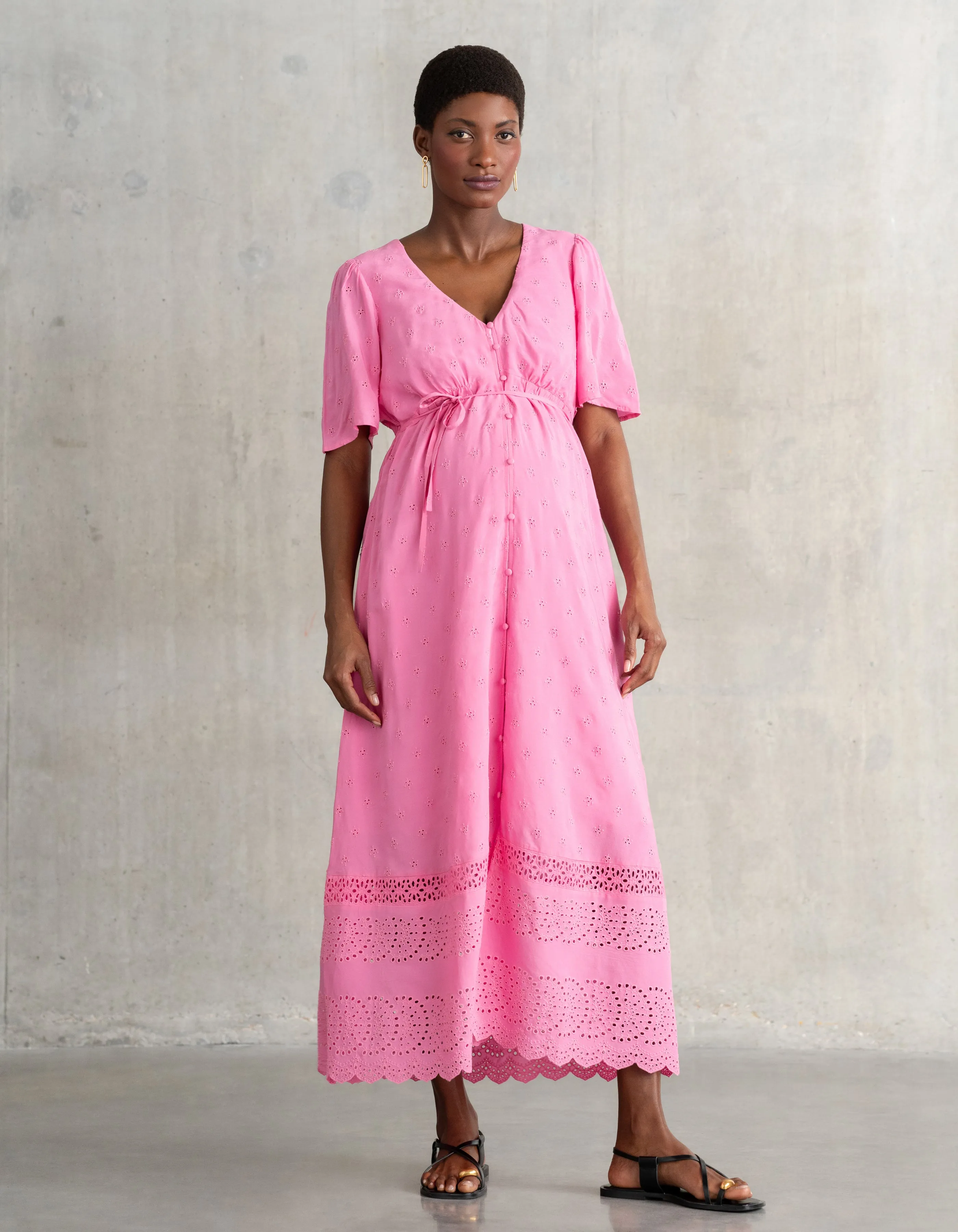 Broderie Maternity   Nursing Tea Dress