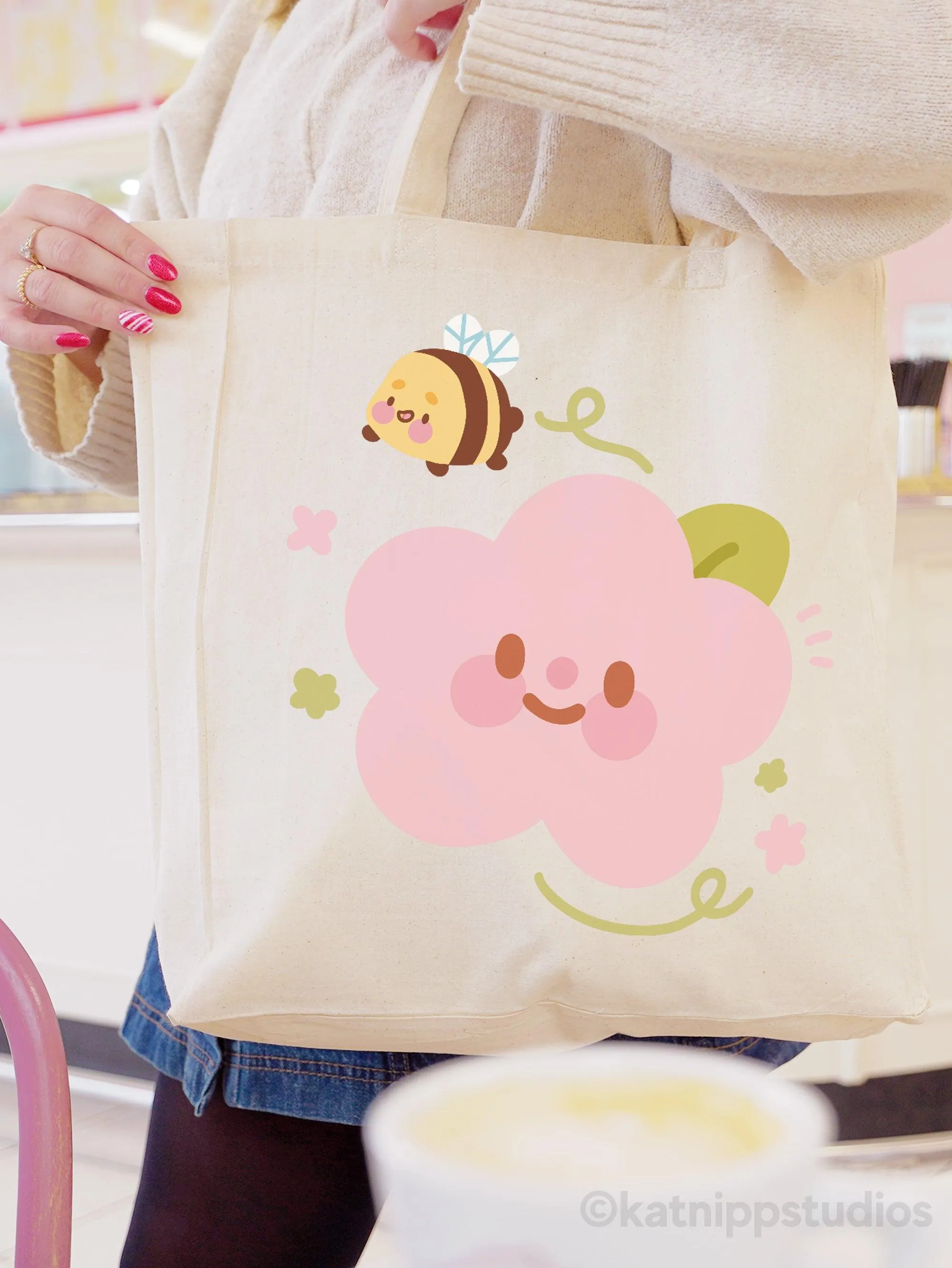 Bumblebutt the Adorable Bumblebee on Pink Peony Flower – Eco-Friendly Tote Bag | Cute & Practical