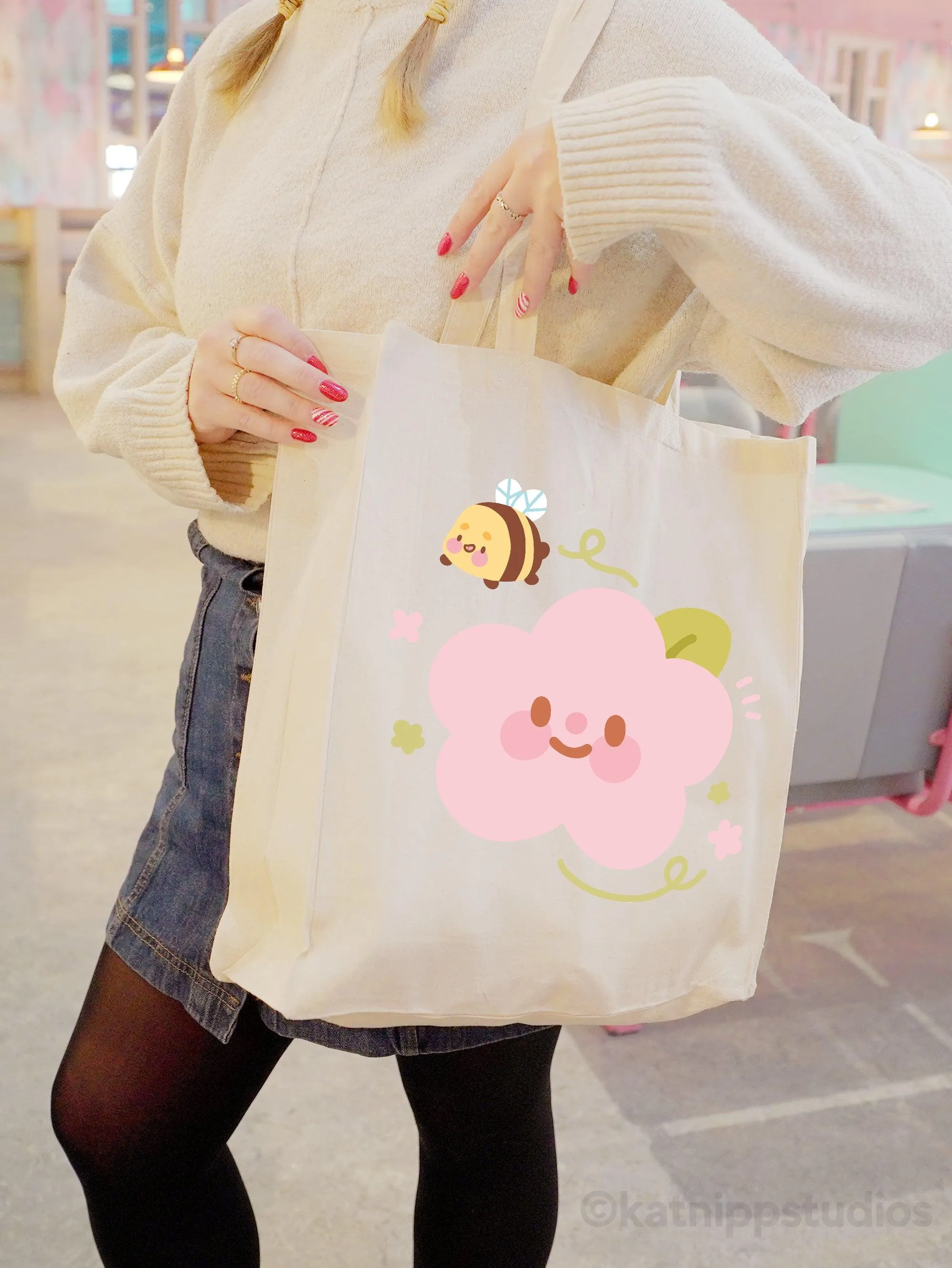 Bumblebutt the Adorable Bumblebee on Pink Peony Flower – Eco-Friendly Tote Bag | Cute & Practical