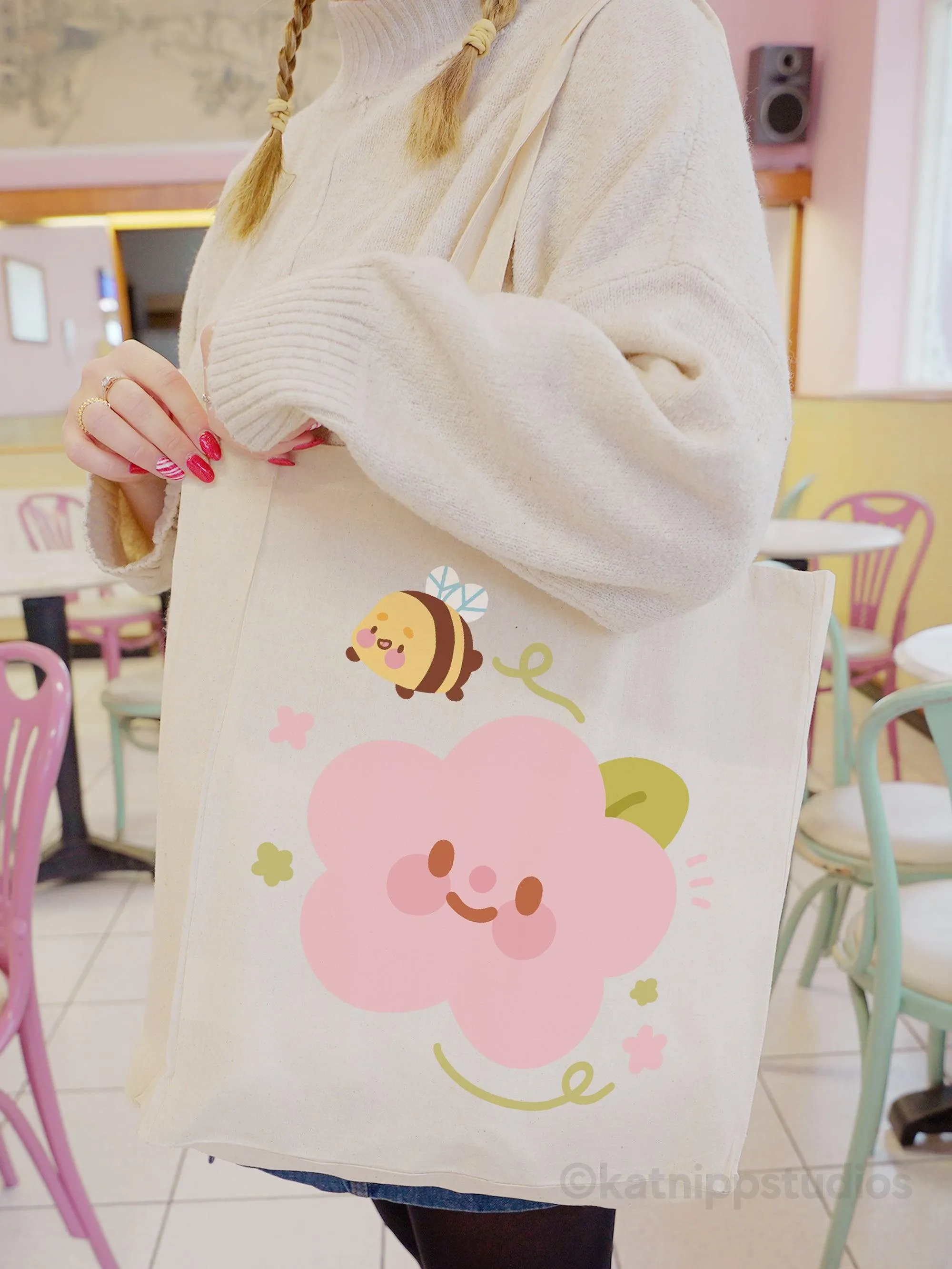 Bumblebutt the Adorable Bumblebee on Pink Peony Flower – Eco-Friendly Tote Bag | Cute & Practical