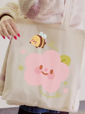 Bumblebutt the Adorable Bumblebee on Pink Peony Flower – Eco-Friendly Tote Bag | Cute & Practical