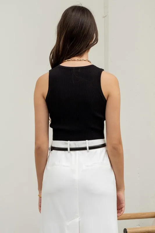 Button Knit Crop Top