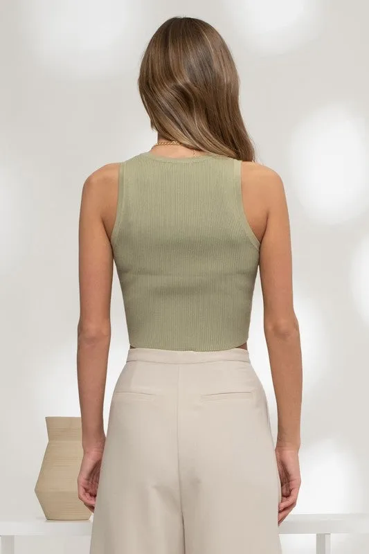 Button Knit Crop Top
