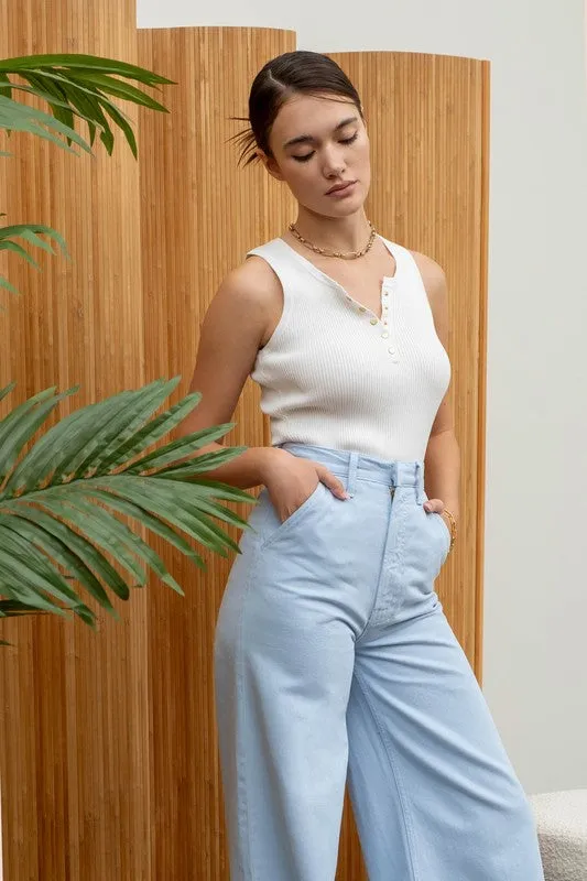 Button Knit Crop Top