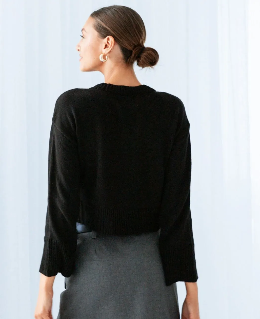 Cardinal Crop Black Knit Jumper