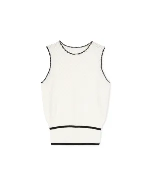 Crochet Knit Trimmed  Vest