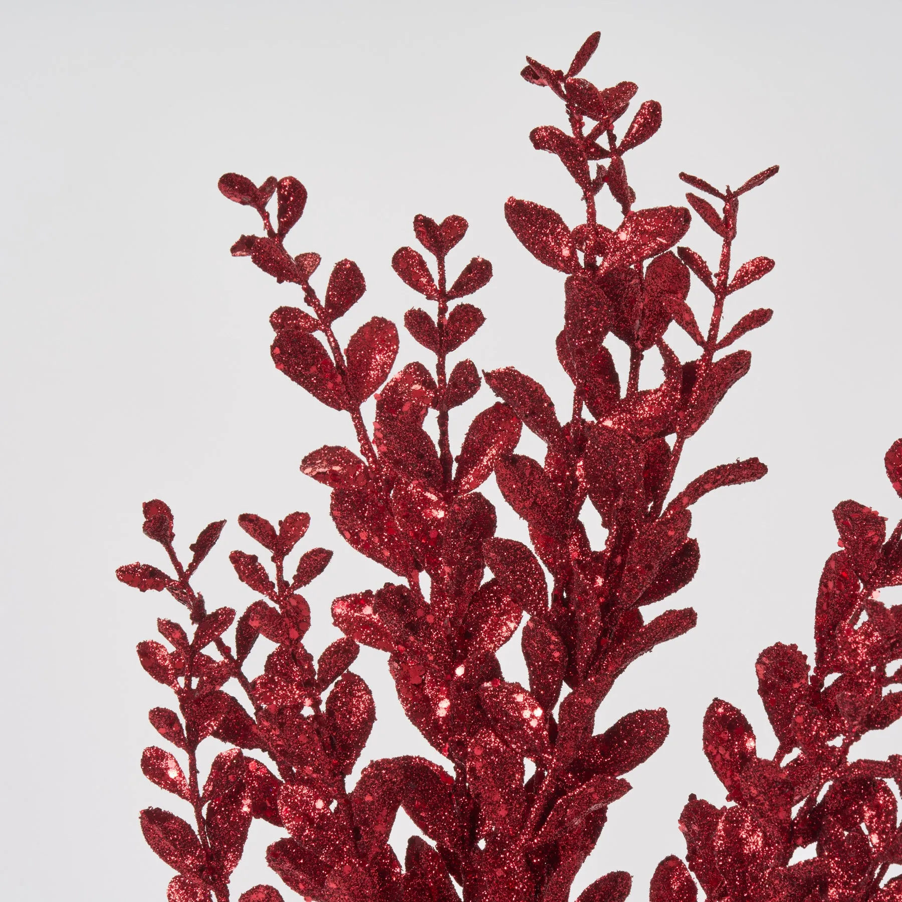 Dark Red Glitter Sequin Faux Boxwood Spray - 22"