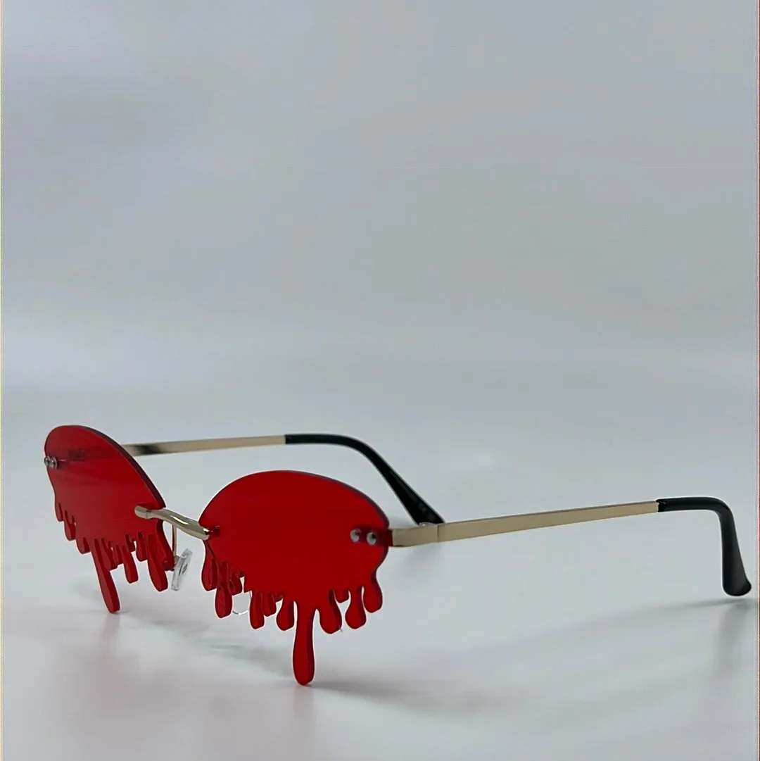 Drip Rimless Oval Slim Sunglasses