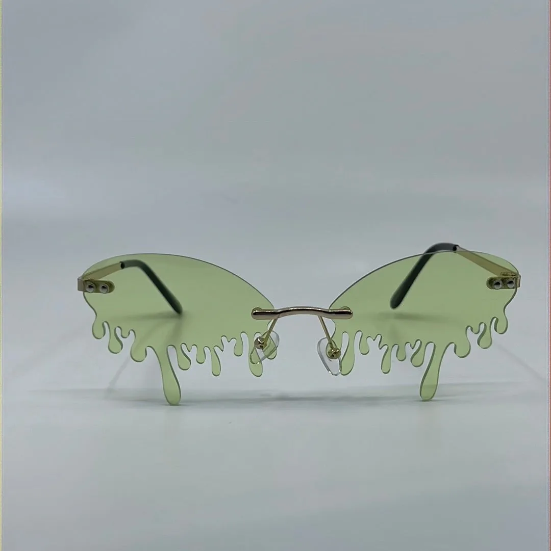 Drip Rimless Oval Slim Sunglasses