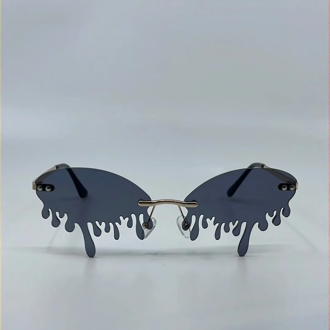 Drip Rimless Oval Slim Sunglasses