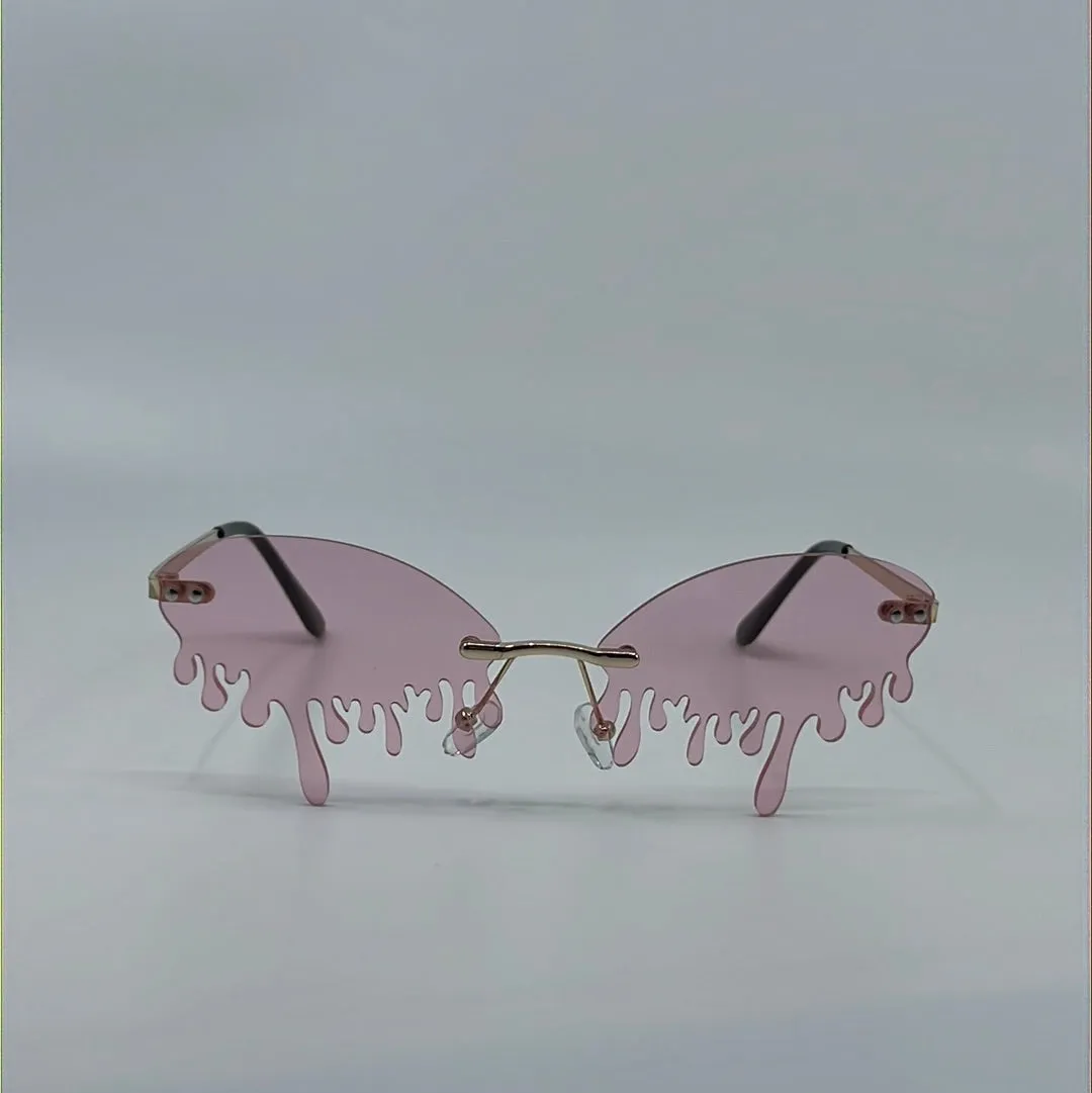 Drip Rimless Oval Slim Sunglasses