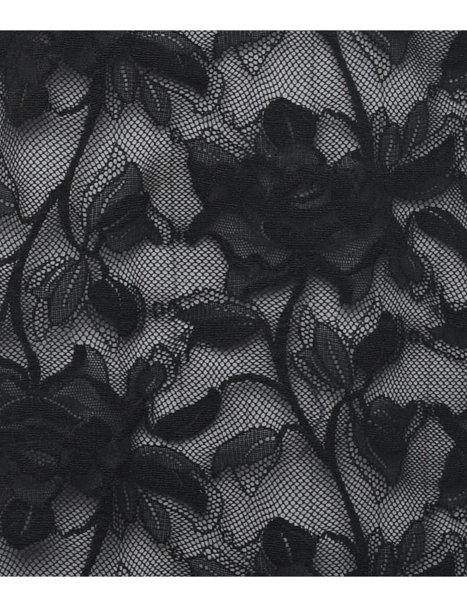 Floral Lace Sheer Slip Dress - L