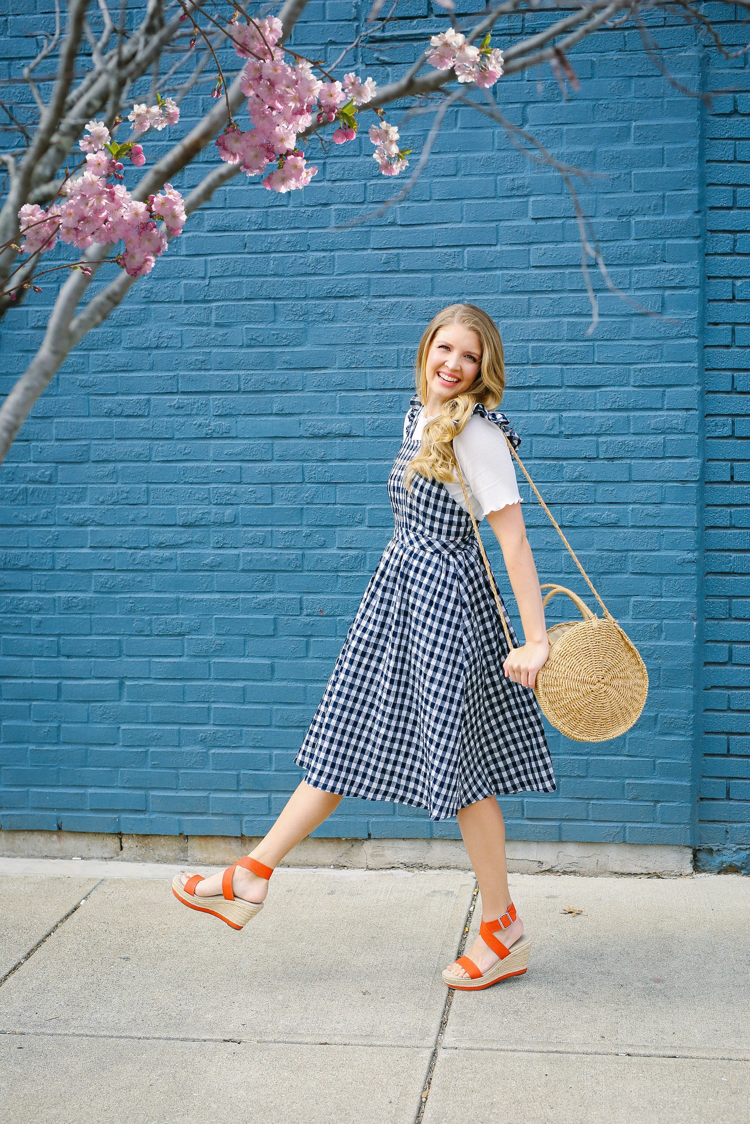 Girly Gingham Overall Dress