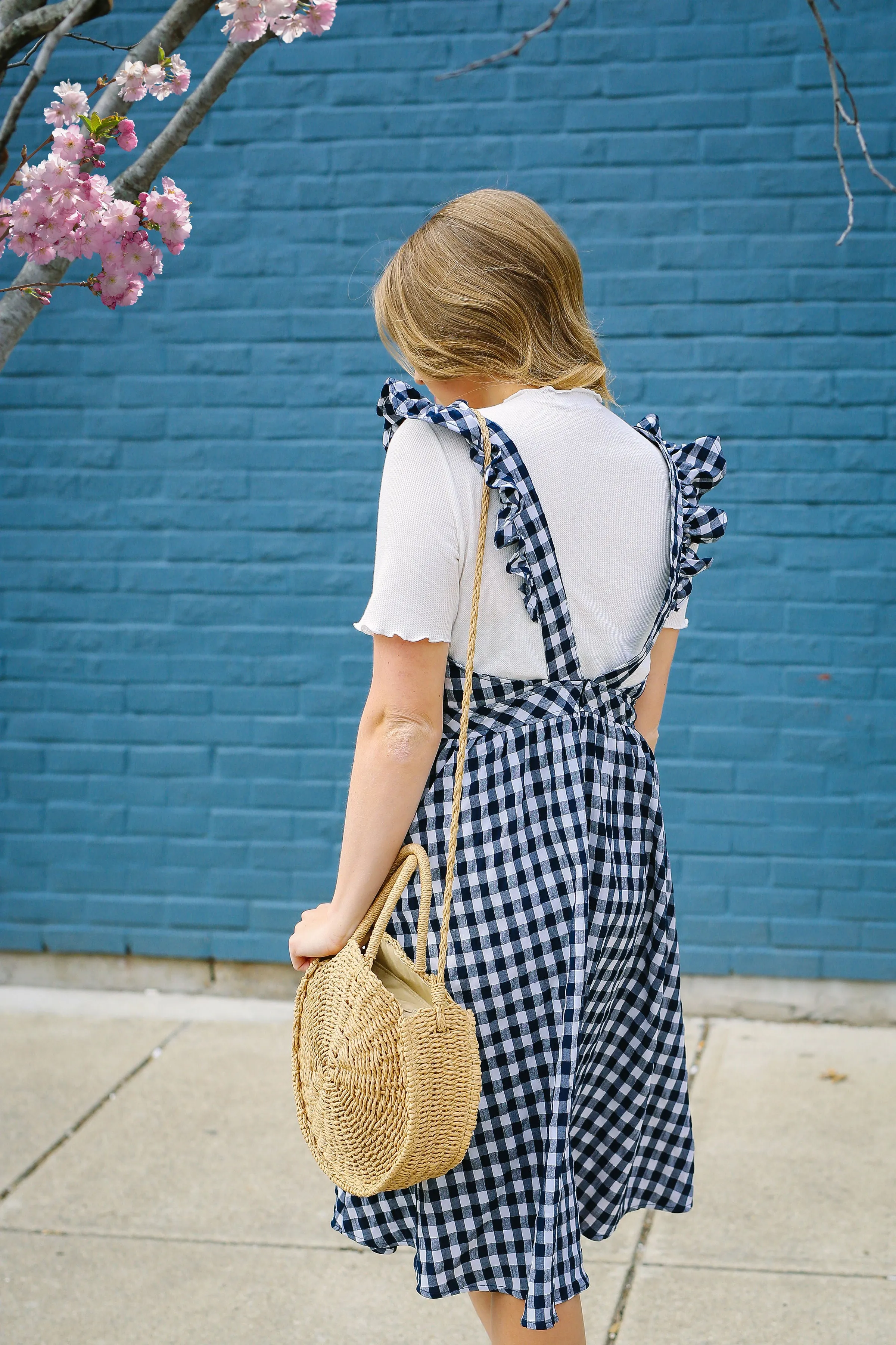 Girly Gingham Overall Dress