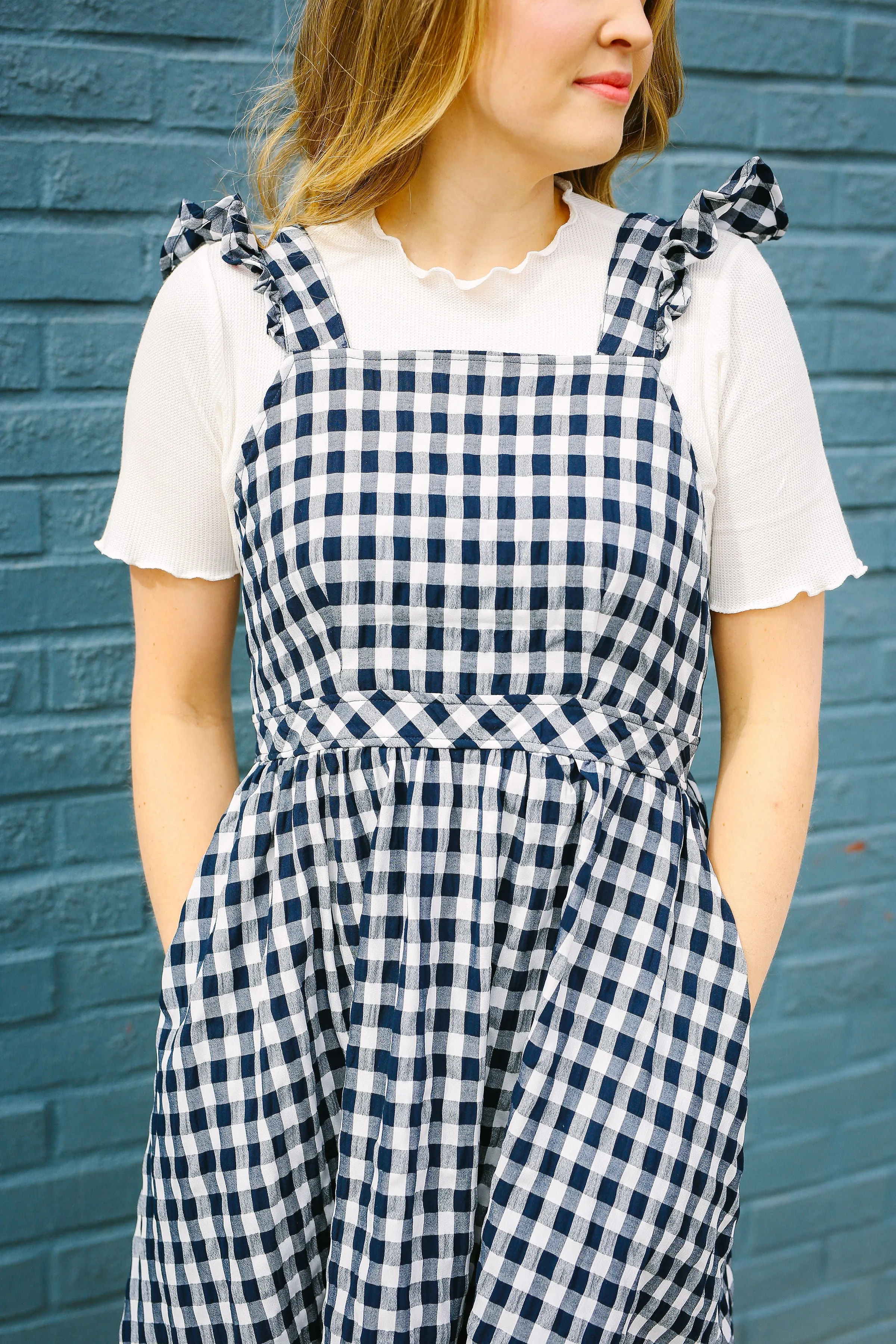 Girly Gingham Overall Dress