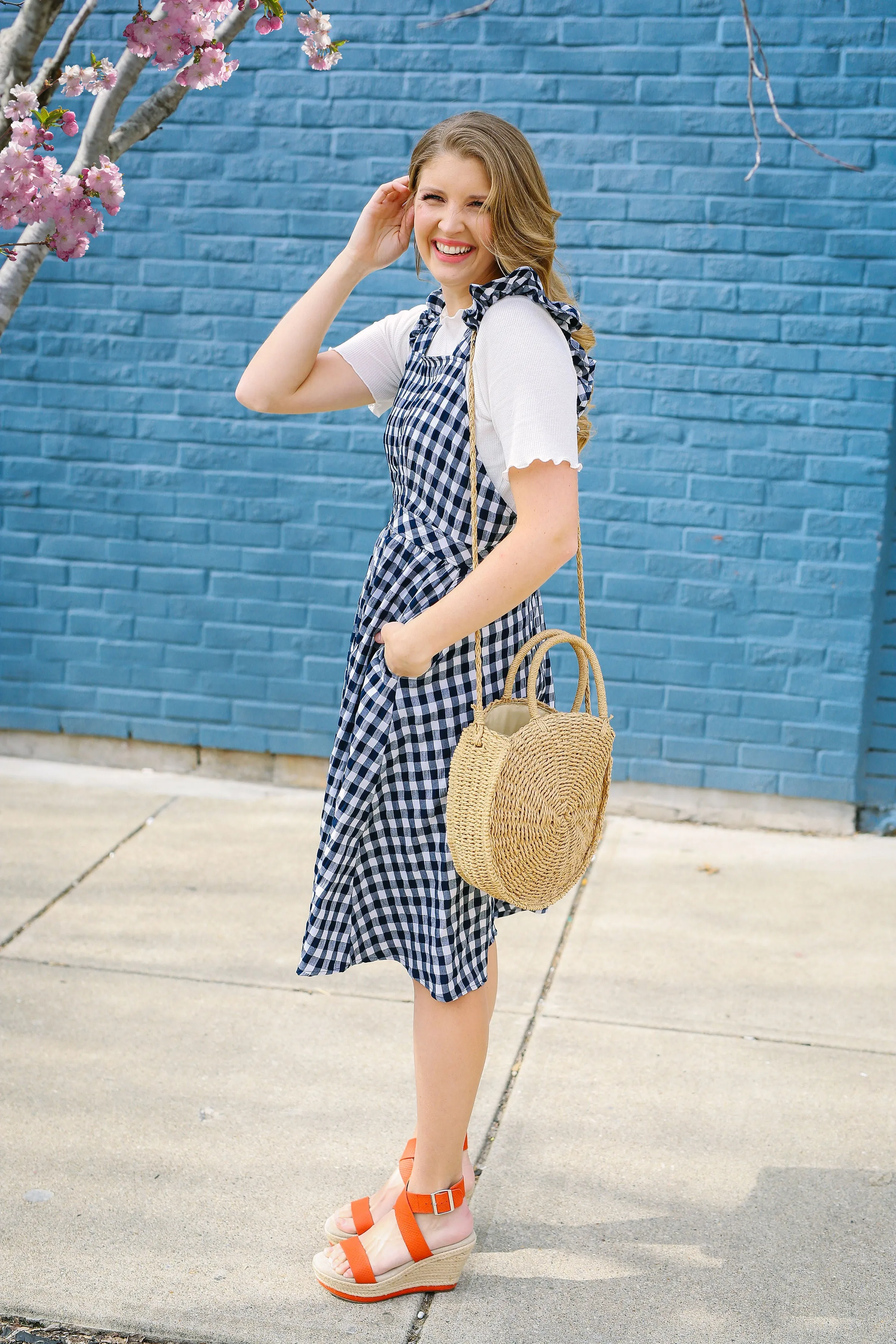 Girly Gingham Overall Dress