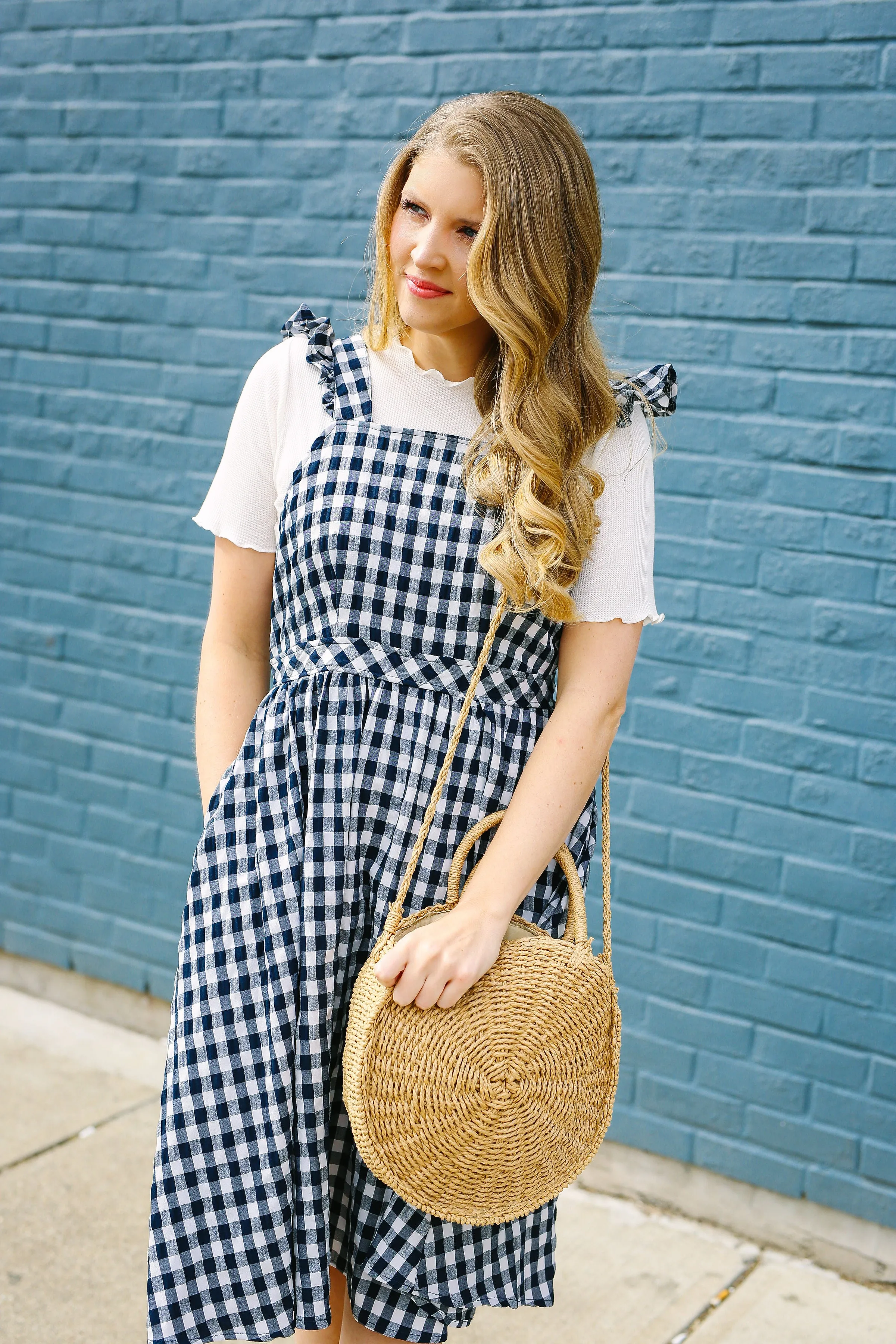 Girly Gingham Overall Dress