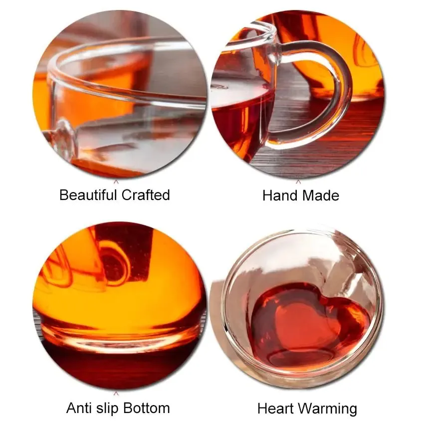 Heart-Shaped Double Wall Tea Mug
