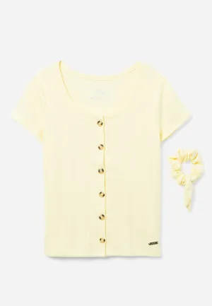 Henley Top & Hair Tie