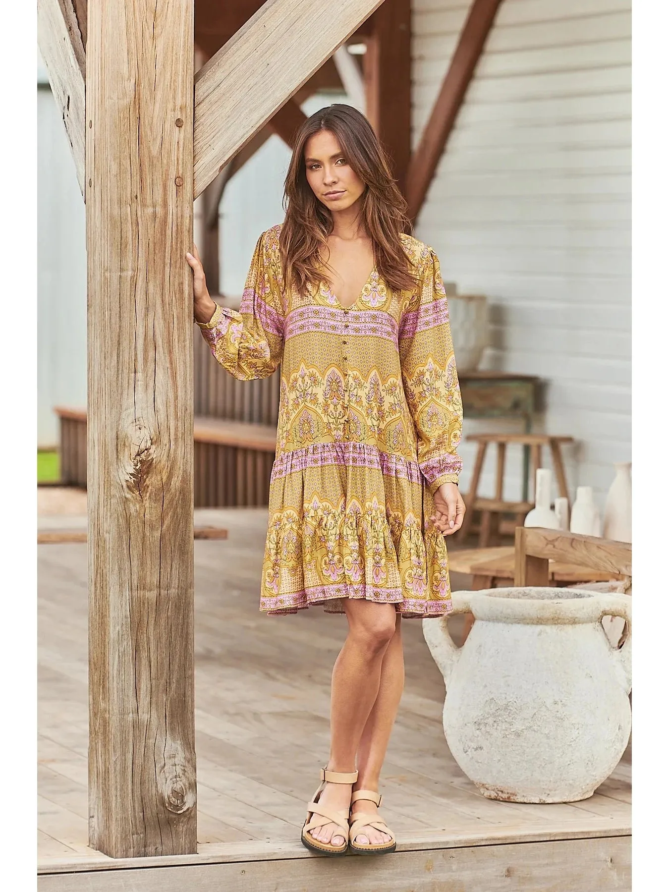 JAASE Payson Mini Dress - Caramel Odessa
