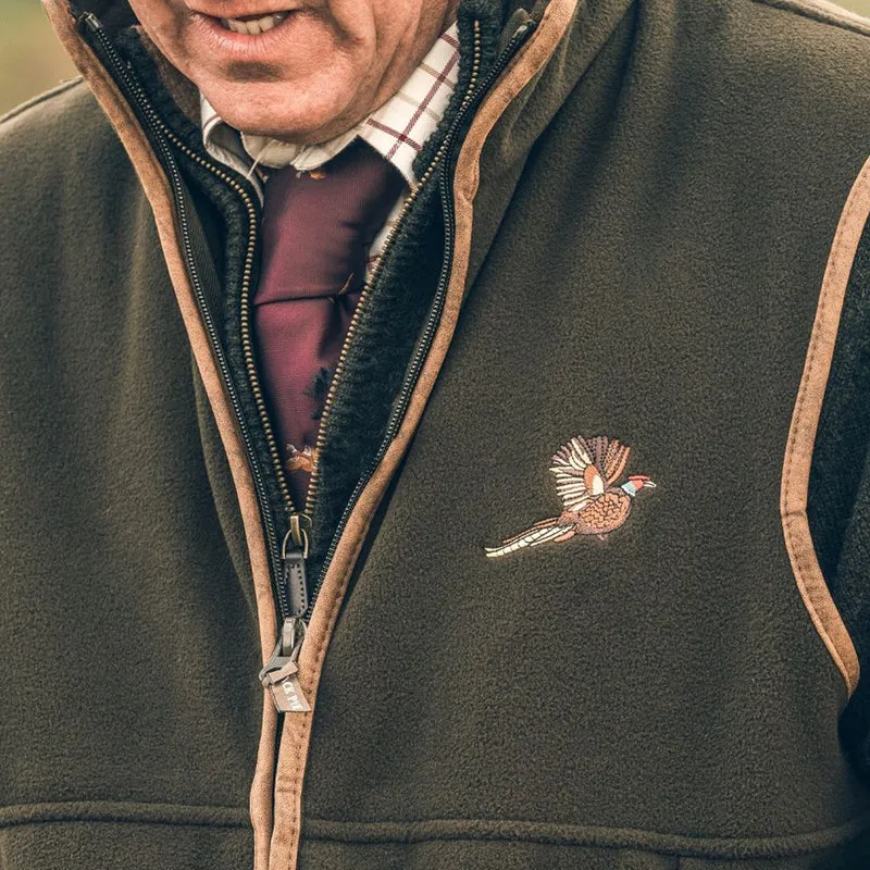 Jack Pyke Countryman Fleece Gilet - Dark Olive with Pheasant