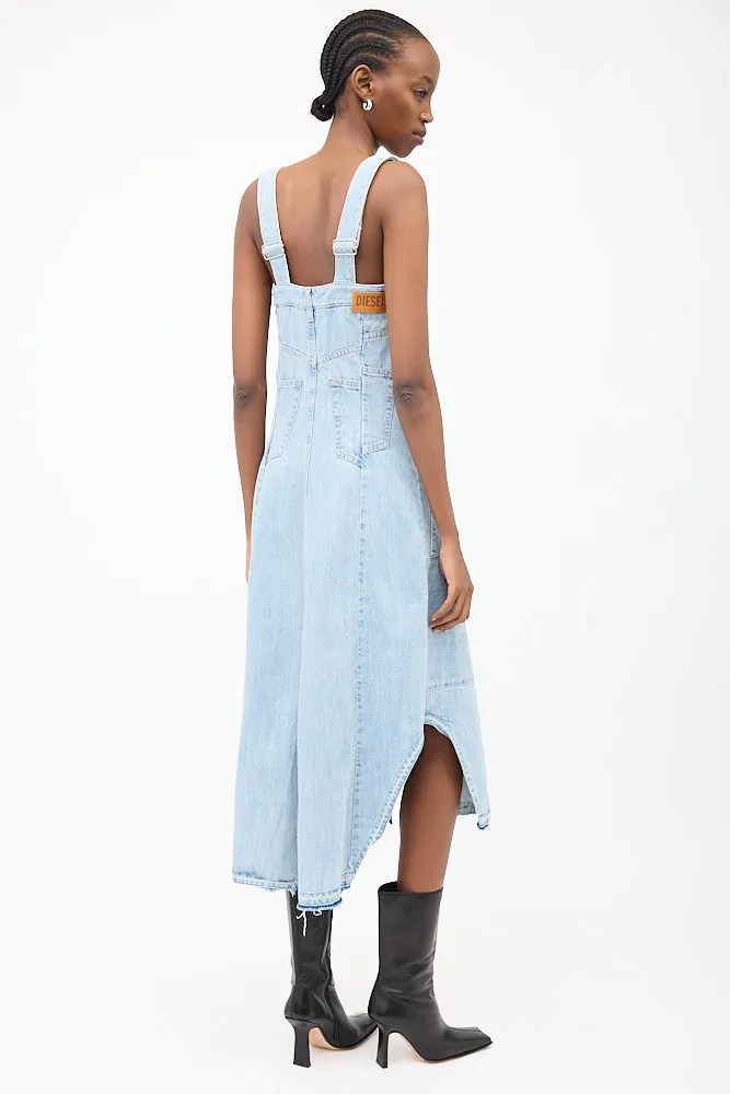Light Wash Denim Overall Midi Dress