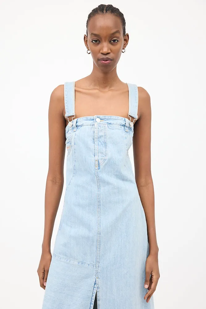 Light Wash Denim Overall Midi Dress