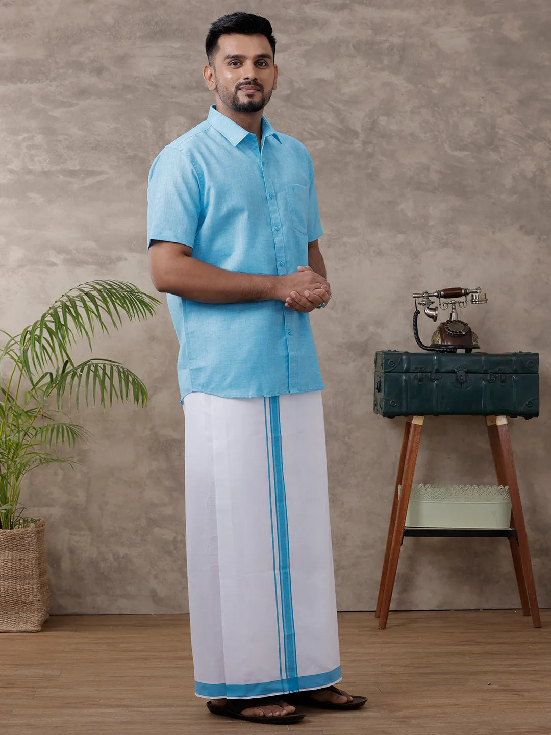 Like Father Like Son Half Sleeves Combo Set Blue