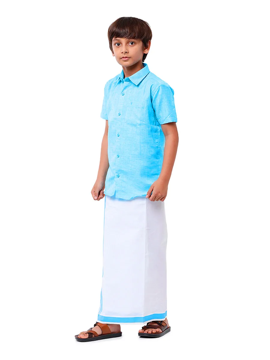Like Father Like Son Half Sleeves Combo Set Blue