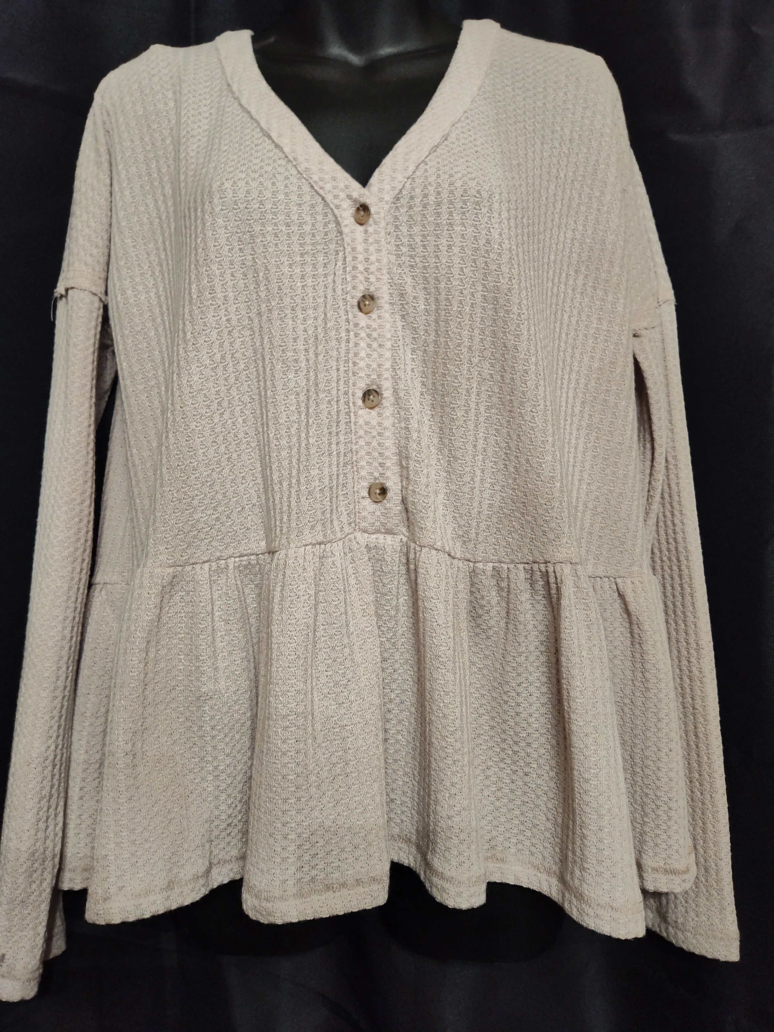 Long Sleeve Waffle Knit Top