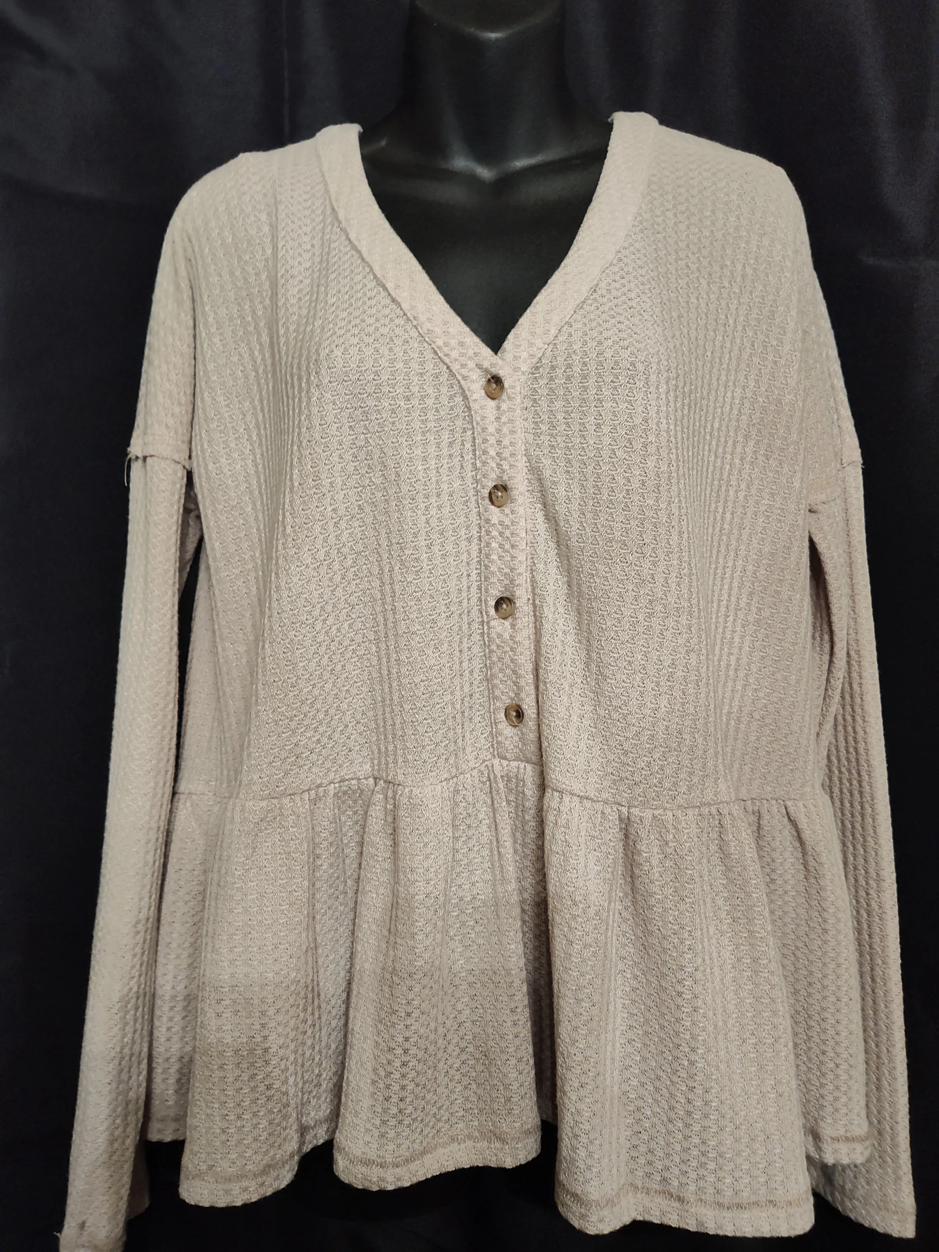 Long Sleeve Waffle Knit Top