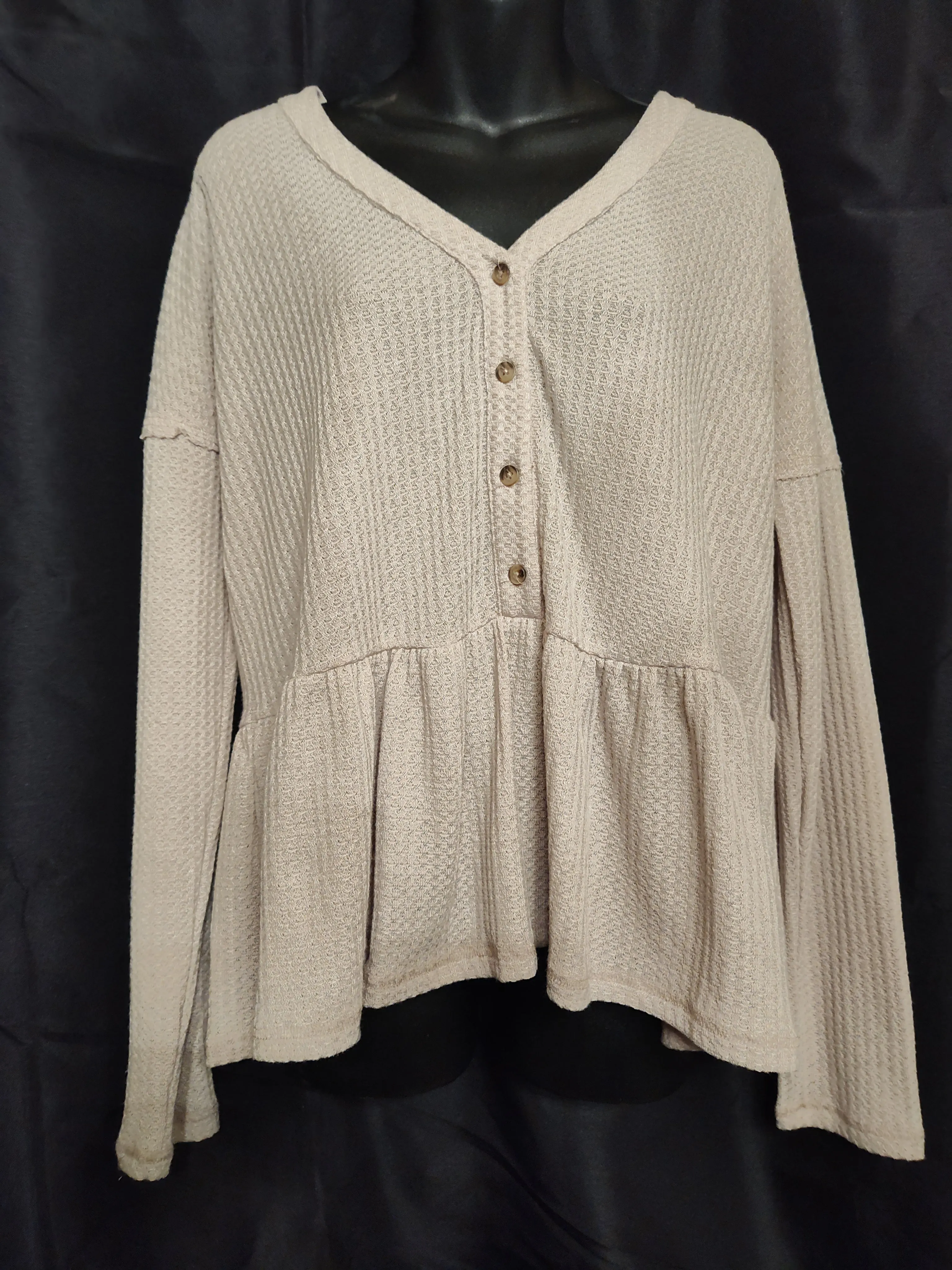 Long Sleeve Waffle Knit Top