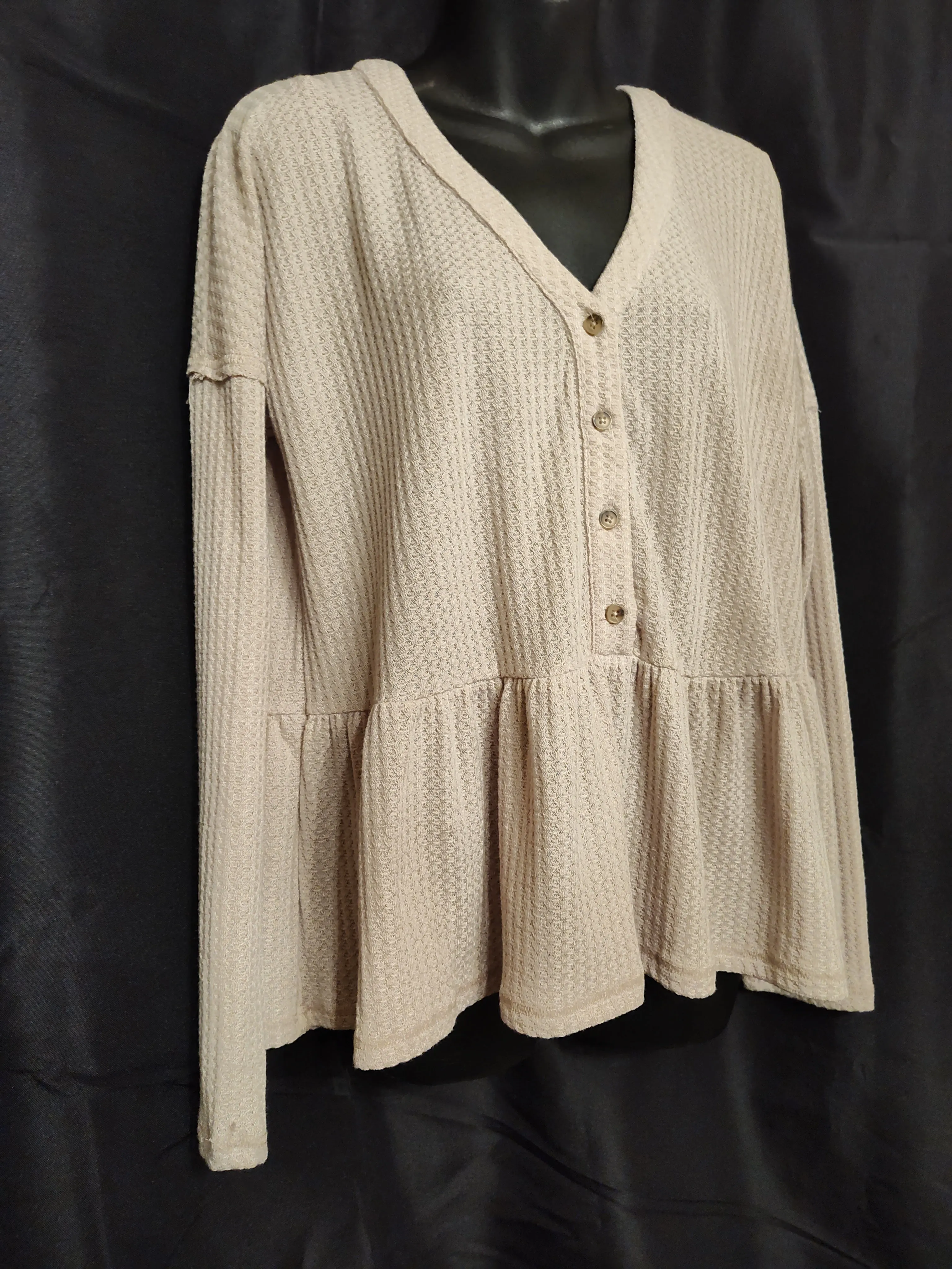 Long Sleeve Waffle Knit Top