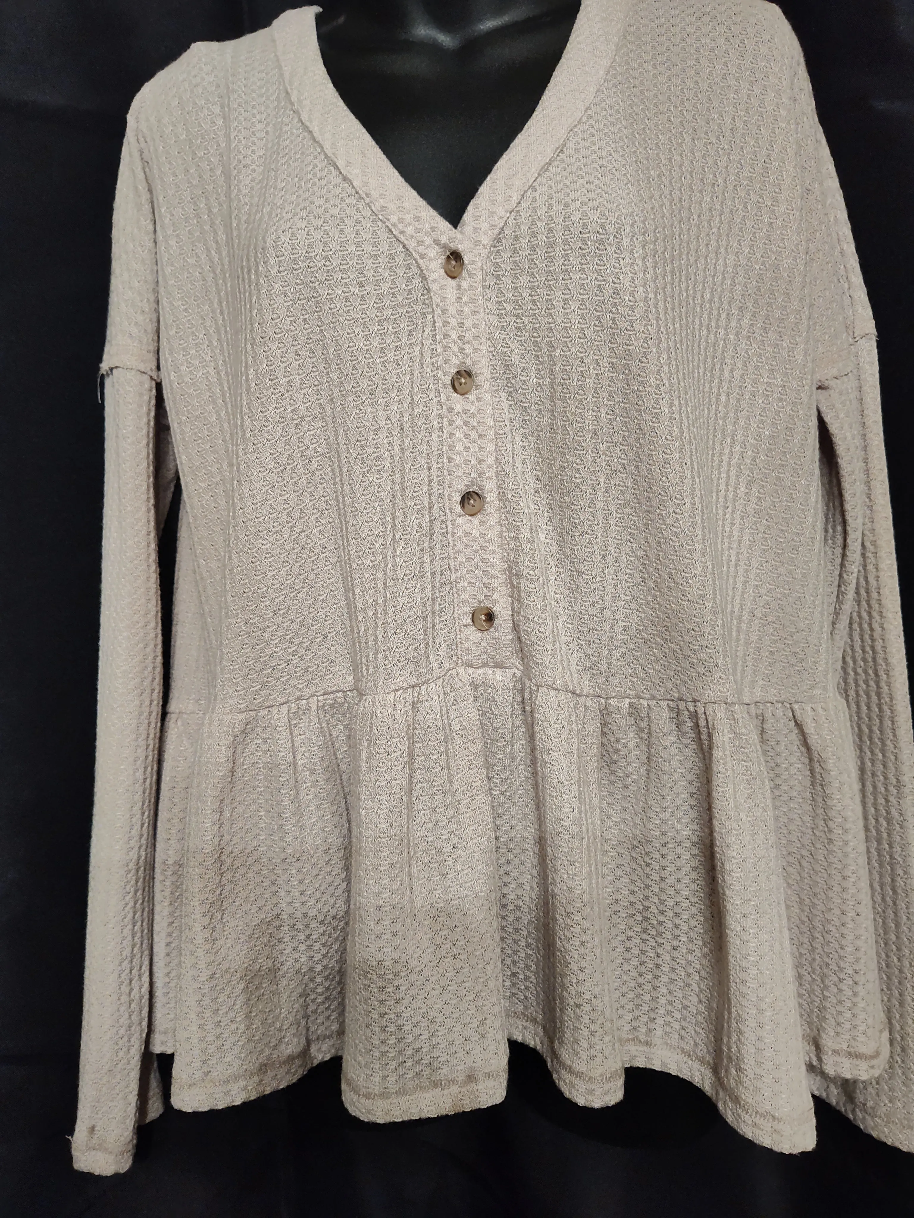Long Sleeve Waffle Knit Top