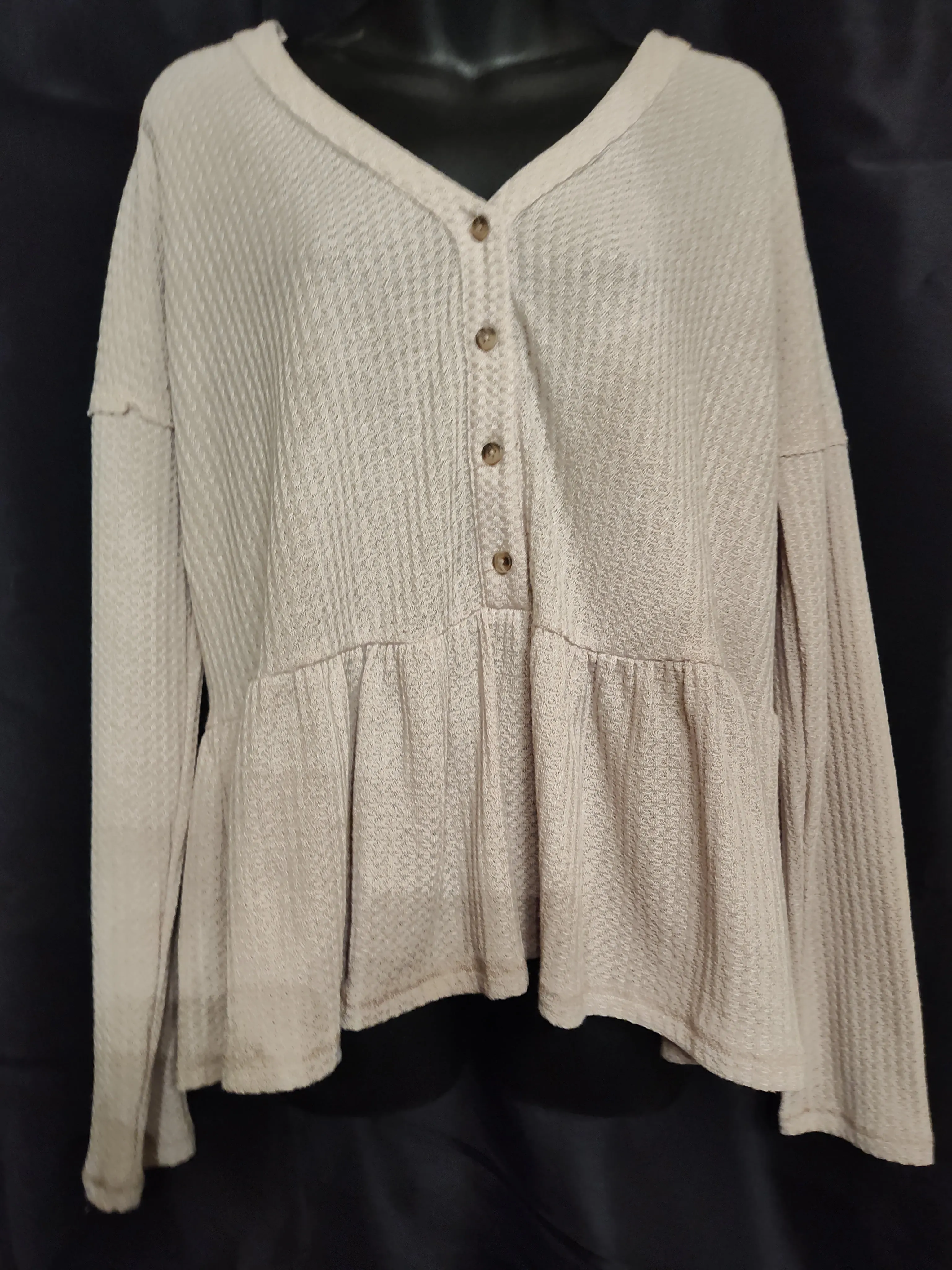 Long Sleeve Waffle Knit Top
